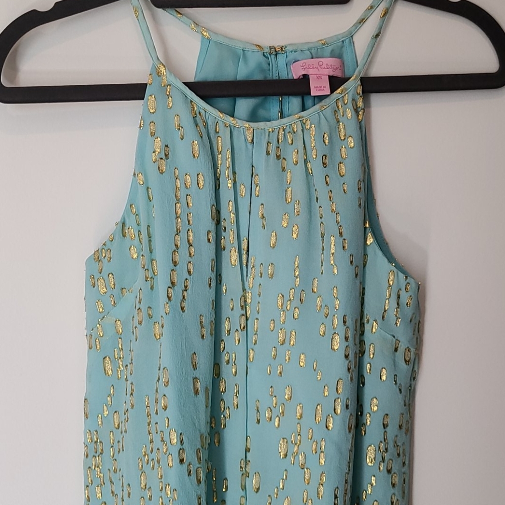 Lily Pulitzer blue and gold keyhole tank